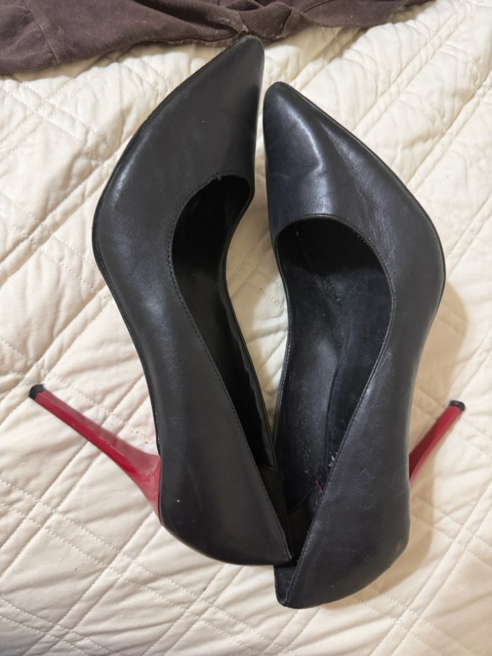 Aldo Black Pointed Pumps with Red Stiletto Heels